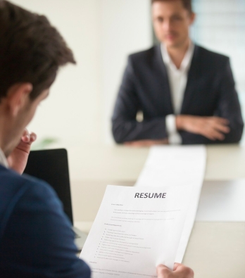 A person taking an interview